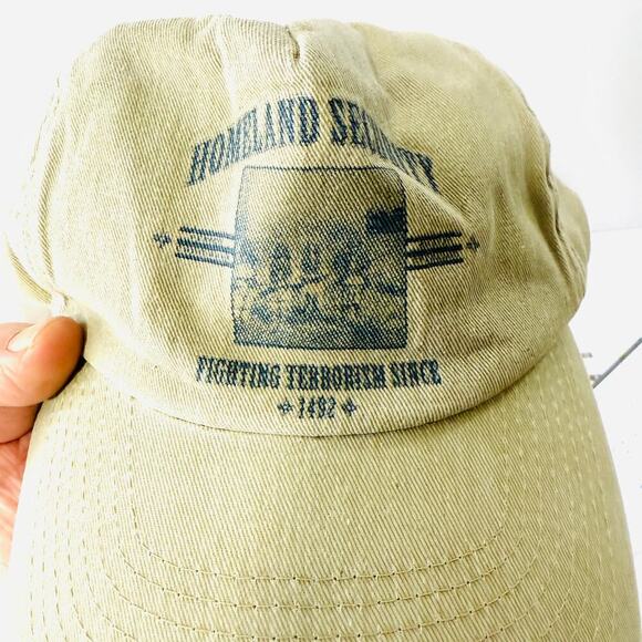 Vintage Homeland Security Hat – Tan Blue Native American Chief Hat Adjustable - Picture 1 of 4